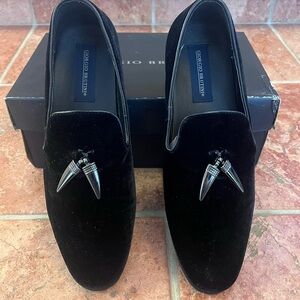 Giorgio Brutini Black Velvet Men's Slip-Ons with Silver Accents